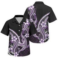 Purple Black Aloha Hawaii Family Matching Puletasi and Hawaiian Shirt Polynesian Shark Tattoo Plumeria LT14 Son's Shirt Purple - Polynesian Pride