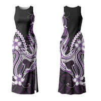 Purple Black Aloha Hawaii Family Matching Tank Maxi Dress and Hawaiian Shirt Polynesian Shark Tattoo Plumeria LT14 Mom's Dress Purple - Polynesian Pride