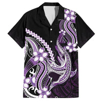 Purple Black Aloha Hawaii Family Matching Tank Maxi Dress and Hawaiian Shirt Polynesian Shark Tattoo Plumeria