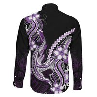 Purple Black Aloha Hawaii Family Matching Tank Maxi Dress and Hawaiian Shirt Polynesian Shark Tattoo Plumeria LT14 Son's Shirt Purple - Polynesian Pride