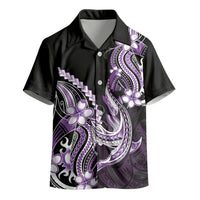 Purple Black Aloha Hawaii Kid Hawaiian Shirt Polynesian Shark Tattoo Plumeria LT14 - Polynesian Pride