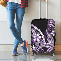 Purple Black Aloha Hawaii Luggage Cover Polynesian Shark Tattoo Plumeria