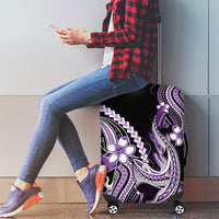 Purple Black Aloha Hawaii Luggage Cover Polynesian Shark Tattoo Plumeria