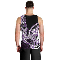 Purple Black Aloha Hawaii Men Tank Top Polynesian Shark Tattoo Plumeria