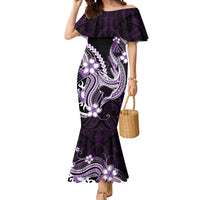 Purple Black Aloha Hawaii Mermaid Dress Polynesian Shark Tattoo Plumeria