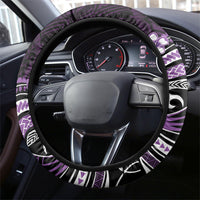 Purple Black Aloha Hawaii Steering Wheel Cover Polynesian Shark Tattoo Plumeria