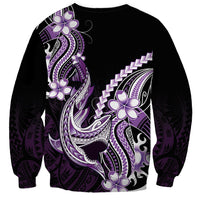 Purple Black Aloha Hawaii Sweatshirt Polynesian Shark Tattoo Plumeria