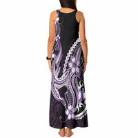 Purple Black Aloha Hawaii Tank Maxi Dress Polynesian Shark Tattoo Plumeria LT14 - Polynesian Pride