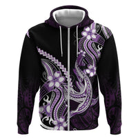 Purple Black Aloha Hawaii Zip Hoodie Polynesian Shark Tattoo Plumeria LT14 Zip Hoodie Purple - Polynesian Pride