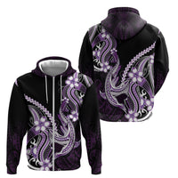 Purple Black Aloha Hawaii Zip Hoodie Polynesian Shark Tattoo Plumeria LT14 - Polynesian Pride