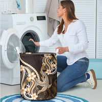 Orange Black Aloha Hawaii Laundry Basket Polynesian Shark Tattoo Plumeria