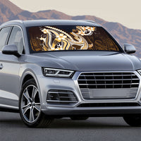 Orange Black Aloha Hawaii Auto Sun Shade Polynesian Shark Tattoo Plumeria