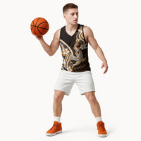 Orange Black Aloha Hawaii Basketball Jersey Polynesian Shark Tattoo Plumeria