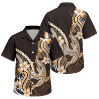 Orange Black Aloha Hawaii Family Matching Short Sleeve Bodycon Dress and Hawaiian Shirt Polynesian Shark Tattoo Plumeria LT14 Son's Shirt Orange - Polynesian Pride