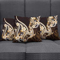Orange Black Aloha Hawaii Pillow Cover Polynesian Shark Tattoo Plumeria