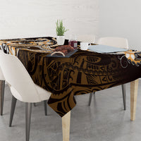 Orange Black Aloha Hawaii Tablecloth Polynesian Shark Tattoo Plumeria