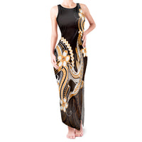 Orange Black Aloha Hawaii Tank Maxi Dress Polynesian Shark Tattoo Plumeria LT14 Women Orange - Polynesian Pride