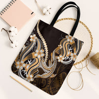 Orange Black Aloha Hawaii Tote Bag Polynesian Shark Tattoo Plumeria