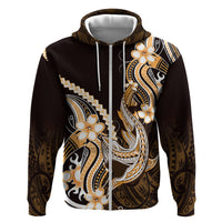 Orange Black Aloha Hawaii Zip Hoodie Polynesian Shark Tattoo Plumeria LT14 Zip Hoodie Orange - Polynesian Pride