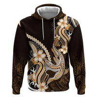 Orange Black Aloha Hawaii Zip Hoodie Polynesian Shark Tattoo Plumeria LT14 Pullover Hoodie Orange - Polynesian Pride