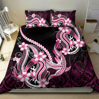 Pink Black Aloha Hawaii Bedding Set Polynesian Shark Tattoo Plumeria