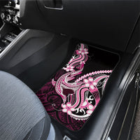 Pink Black Aloha Hawaii Car Mats Polynesian Shark Tattoo Plumeria