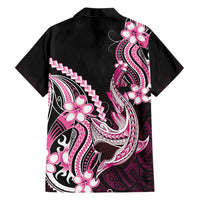 Pink Black Aloha Hawaii Family Matching Mermaid Dress and Hawaiian Shirt Polynesian Shark Tattoo Plumeria LT14 Dad's Shirt - Long Sleeve Pink - Polynesian Pride