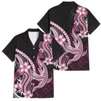 Pink Black Aloha Hawaii Family Matching Tank Maxi Dress and Hawaiian Shirt Polynesian Shark Tattoo Plumeria LT14 Dad's Shirt - Short Sleeve Pink - Polynesian Pride