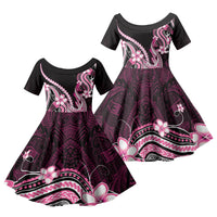 Pink Black Aloha Hawaii Family Matching Tank Maxi Dress and Hawaiian Shirt Polynesian Shark Tattoo Plumeria LT14 Daughter's Dress Pink - Polynesian Pride