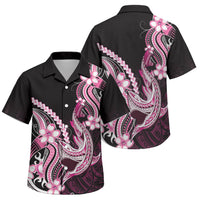 Pink Black Aloha Hawaii Family Matching Tank Maxi Dress and Hawaiian Shirt Polynesian Shark Tattoo Plumeria LT14 Son's Shirt Pink - Polynesian Pride