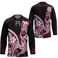 Pink Black Aloha Hawaii Hockey Jersey Polynesian Shark Tattoo Plumeria