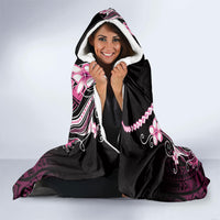 Pink Black Aloha Hawaii Hooded Blanket Polynesian Shark Tattoo Plumeria