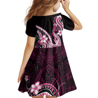 Pink Black Aloha Hawaii Kid Short Sleeve Dress Polynesian Shark Tattoo Plumeria LT14 - Polynesian Pride