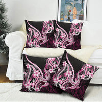 Pink Black Aloha Hawaii Pillow Cover Polynesian Shark Tattoo Plumeria