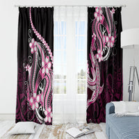Pink Black Aloha Hawaii Window Curtain Polynesian Shark Tattoo Plumeria