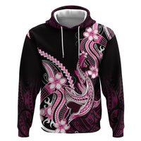 Pink Black Aloha Hawaii Zip Hoodie Polynesian Shark Tattoo Plumeria LT14 Pullover Hoodie Pink - Polynesian Pride