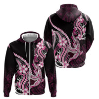Pink Black Aloha Hawaii Zip Hoodie Polynesian Shark Tattoo Plumeria LT14 - Polynesian Pride