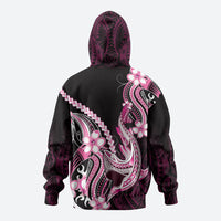 Pink Black Aloha Hawaii Zip Hoodie Polynesian Shark Tattoo Plumeria LT14 - Polynesian Pride