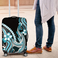 Blue Black Aloha Hawaii Luggage Cover Polynesian Shark Tattoo Plumeria