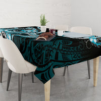 Blue Black Aloha Hawaii Tablecloth Polynesian Shark Tattoo Plumeria