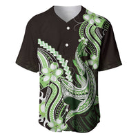 Green Black Aloha Hawaii Baseball Jersey Polynesian Shark Tattoo Plumeria