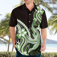 Green Black Aloha Hawaii Hawaiian Shirt Polynesian Shark Tattoo Plumeria LT14 - Polynesian Pride