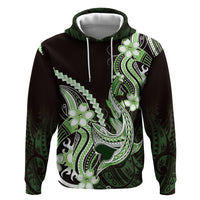 Green Black Aloha Hawaii Hoodie Polynesian Shark Tattoo Plumeria LT14 Pullover Hoodie Green - Polynesian Pride