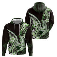 Green Black Aloha Hawaii Hoodie Polynesian Shark Tattoo Plumeria