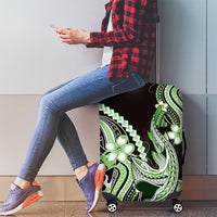 Green Black Aloha Hawaii Luggage Cover Polynesian Shark Tattoo Plumeria