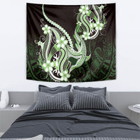 Green Black Aloha Hawaii Tapestry Polynesian Shark Tattoo Plumeria