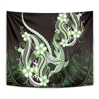 Green Black Aloha Hawaii Tapestry Polynesian Shark Tattoo Plumeria