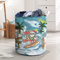 Hawaii Summer Christmas Laundry Basket Surfing Santa Shaka Catch The Wave