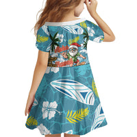 Hawaii Summer Christmas Family Matching Long Sleeve Bodycon Dress and Hawaiian Shirt Surfing Santa Shaka Catch The Wave