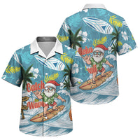 Hawaii Summer Christmas Family Matching Short Sleeve Bodycon Dress and Hawaiian Shirt Surfing Santa Shaka Catch The Wave LT14 Son's Shirt Teal - Polynesian Pride